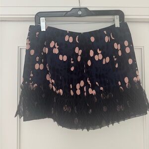 Navy Mini Skirt with Blush Dot Print